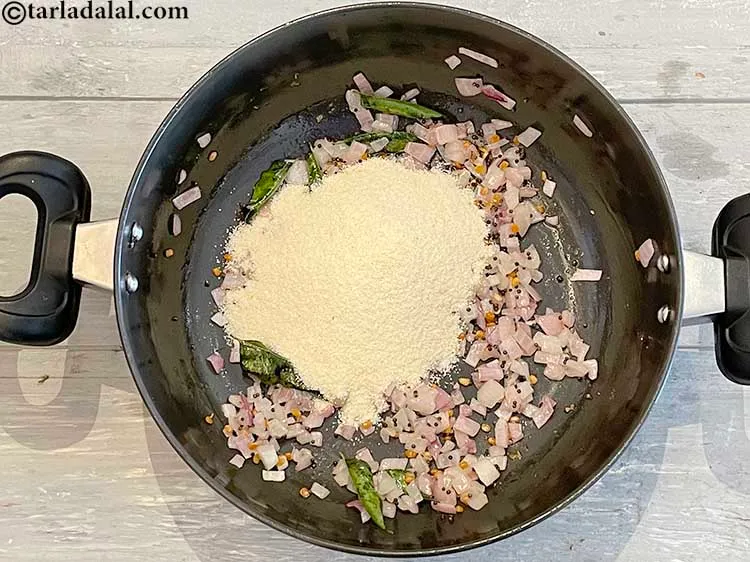 Step 9 – Add the semolina (rava).