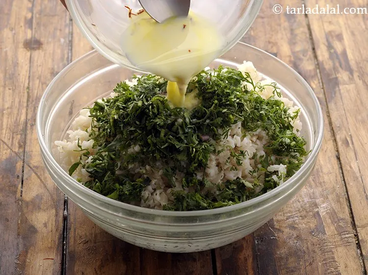 Step 30 – Add saffron-milk mixture.&nbsp;