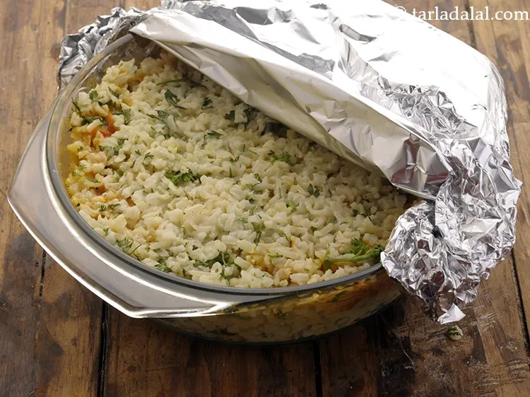 Step 36 – Bake&nbsp;<strong>kabuli chana biryani | chole biryani | veg chana biryani | healthy chole biryani | …