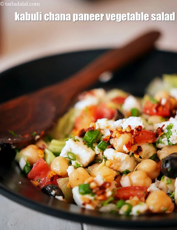 Step 36 – Serve <strong>chickpea paneer salad | kabuli chana paneer vegetable salad | healthy Indian chickpeas salad …