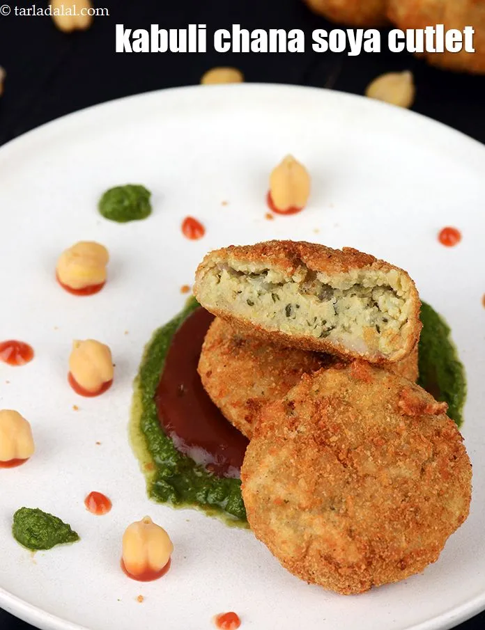 Step 44 – Serve <strong>chick pea potato soya tikki | kabuli chana soya cutlet | garlic potato soya …