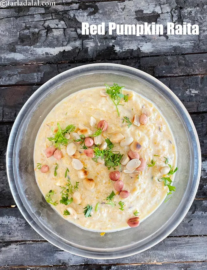 Step 21 – Serve <strong>kaddu ka raita | red pumpkin raita | </strong><strong>healthy kaddu ka raita |&nbsp;</strong>chilled garnished …