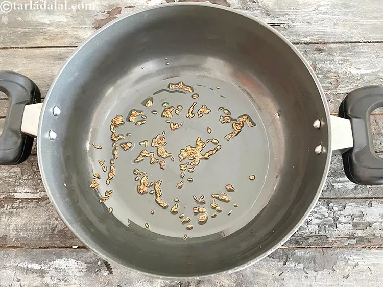 Step 7 – Let the cumin seeds crackle.