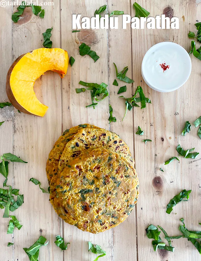 Step 30 – Serve <strong>kaddu roti | kaddu paratha | kaddu palak ki roti | &nbsp;healthy pumpkin roti …