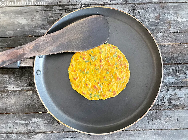 Step 8 – Take care to cook the rotis well so that the raw smell of the veggies …