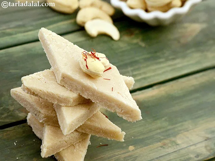 Step 20 – Serve <strong>quick cashew barfi | cashew burfi | homemade kaju barfi | halwai style kaju …