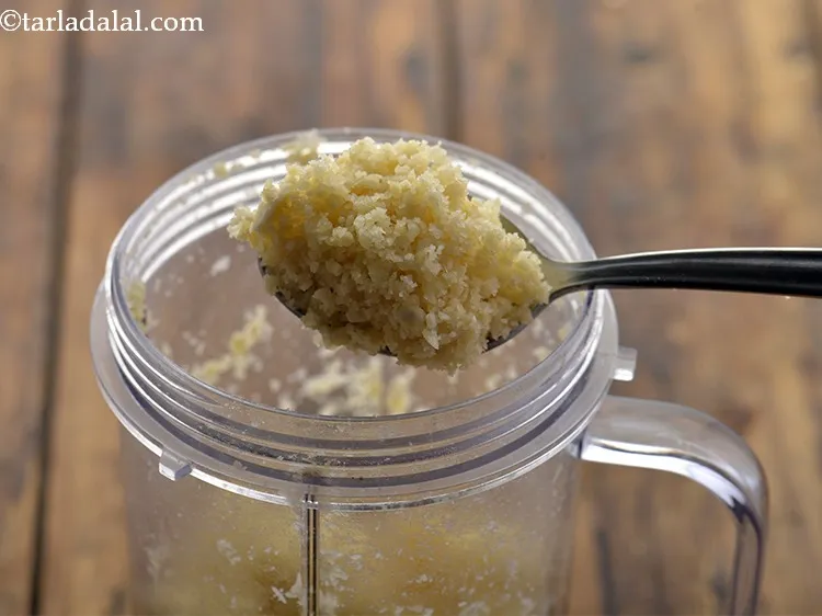 Step 9 – Blend the almonds too into a coarse powder similar to cashews. Ensure that no pieces …