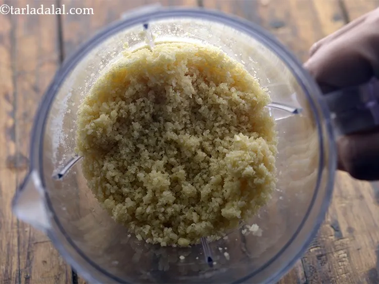 Step 10 – Add the cashew powder to the jar containing almond powder.&nbsp;