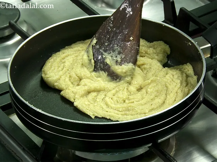 Step 21 – Upon cooking, the mixture will look sticky and pasty.&nbsp;