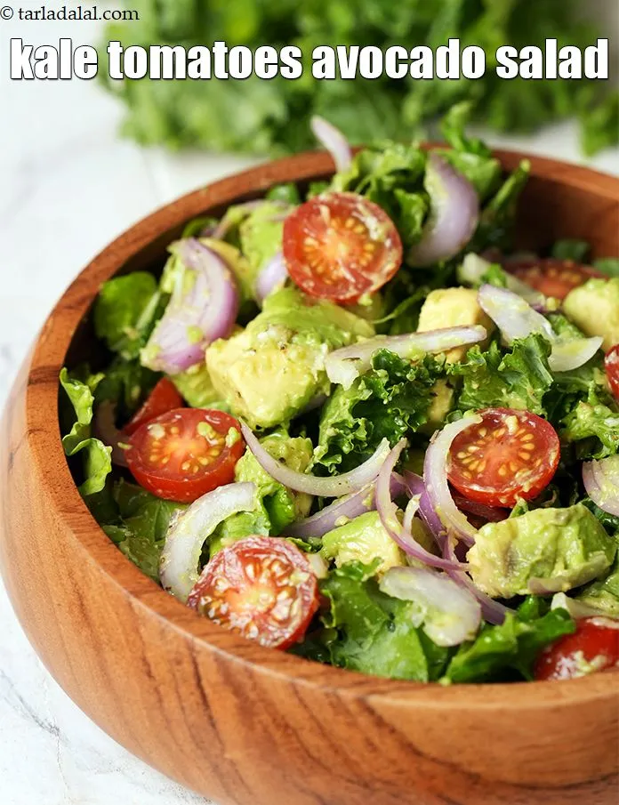Step 18 – Serve <strong>kale avocado salad&nbsp;|&nbsp;kale tomatoes&nbsp;avocado salad | healthy Indian Vitamin A rich &nbsp;kale salad |&nbsp;</strong>immediately …