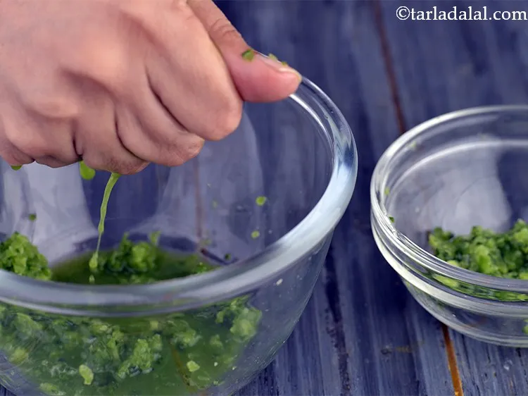 Step 6 – Squeeze the grated karela with your fingers so as to remove the water aside. This …