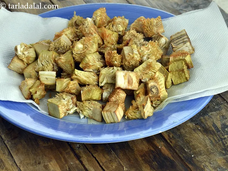 Step 2 – The first and most critical step in preparing this subzi is to deep-fry the kathal. …