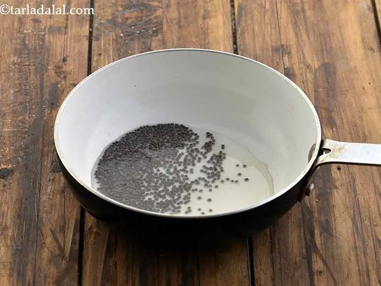 Step 15 – Heat the oil in a small non-stick pan.&nbsp;Once the oil is hot, add the mustard …