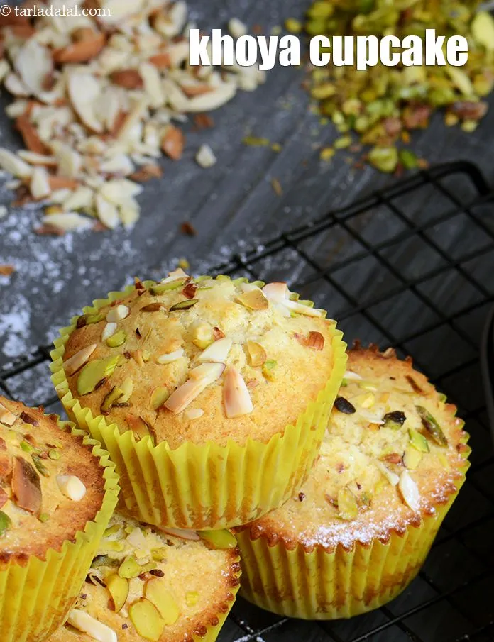 Step 24 – Serve <strong>eggless mawa cupcake</strong> immediately.