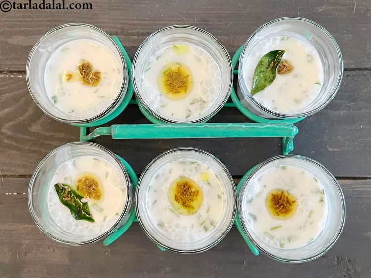 Step 17 – When the seeds crackle, pour the tempering over the drink.