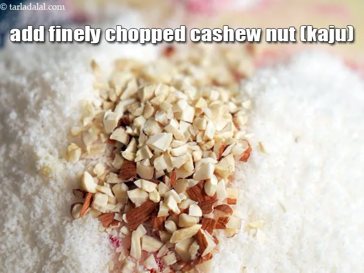 Step 7 – Add 1 tbsp finely <a href="https://www.tarladalal.com/glossary-chopped-cashew-nut-791i">chopped cashew nut (kaju)</a>.