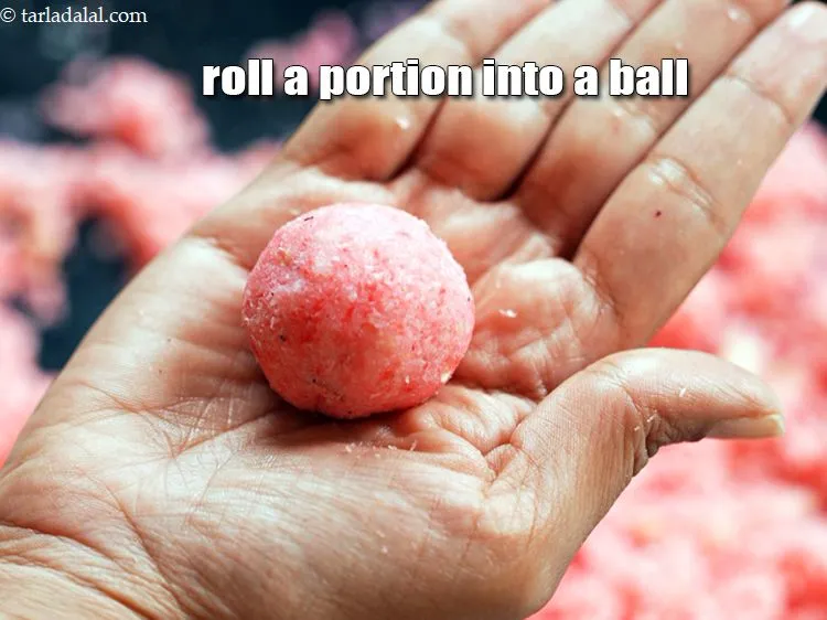 Step 10 – Divide the mixture into 15 equal portions and roll each portion into a ball.&nbsp;