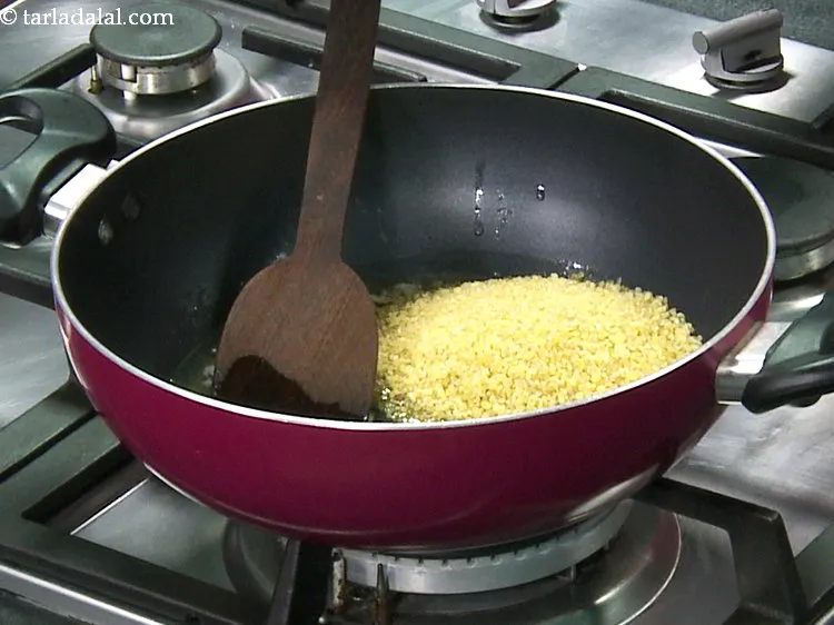 Step 4 – Once the ghee is hot, add broken wheat. Try using coarse broken wheat to make …