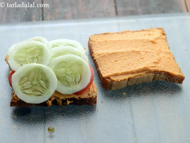 Step 22 – Also, place 6 cucumber slices. Before placing the cucumber, just taste 1 from the batch …