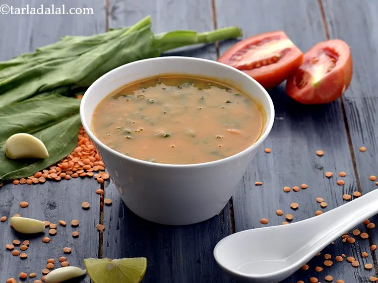 स्टेप 19 – <div> <strong>दाल पालक सूप</strong> को | <strong>मसूर दाल टमाटर और …