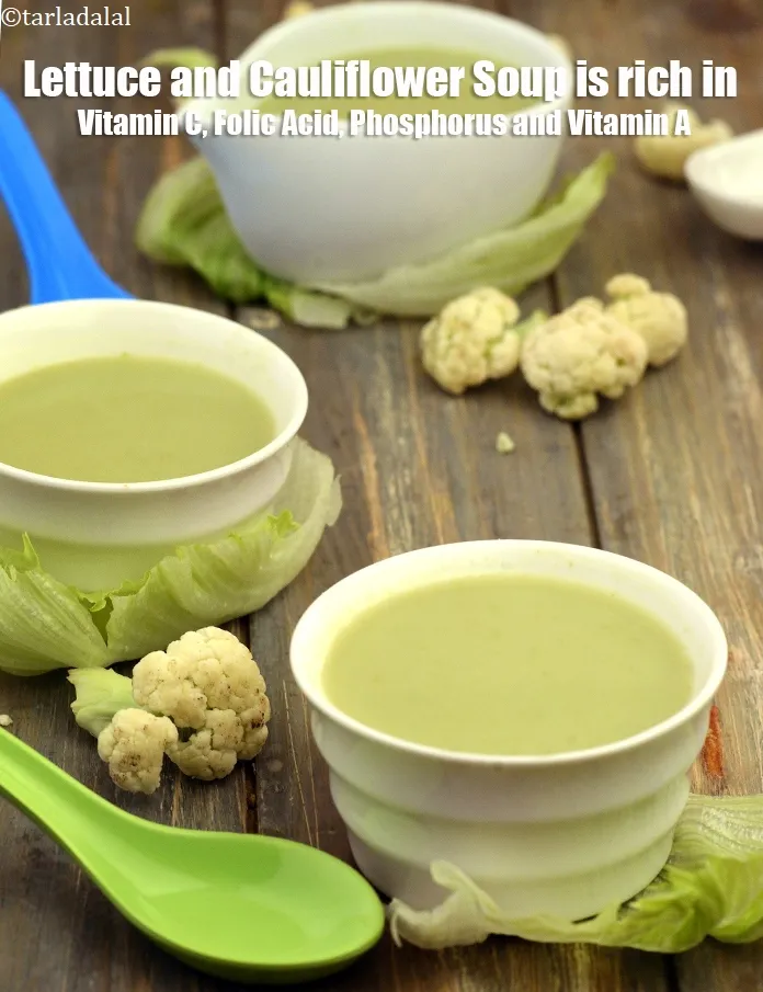 स्टेप 26 – <strong>लेट्यूस और फूलगोभी सूप&nbsp;</strong><strong>&nbsp;नीचे दिए गए मैक्रोन्यूट्रिएंट्स, विटामिन और खनिजों …