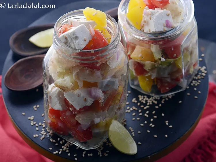 Step 13 – Serve&nbsp;<strong>lettuce and paneer salad in sesame dressing | healthy veg paneer salad with lettuce | …