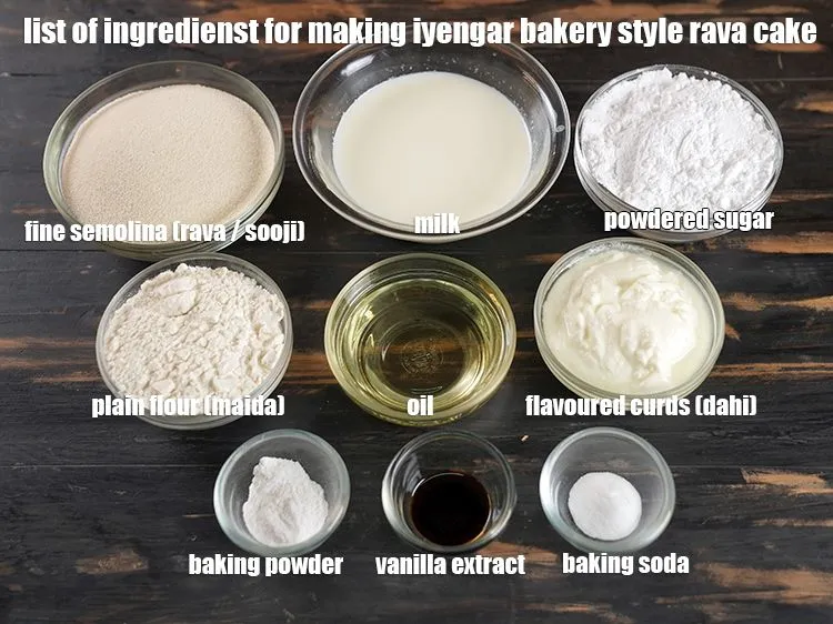 स्टेप 2 – <u><em>अयंगर बेकरी स्टाइल रवा केक बनाने के लिए सामग्री की …