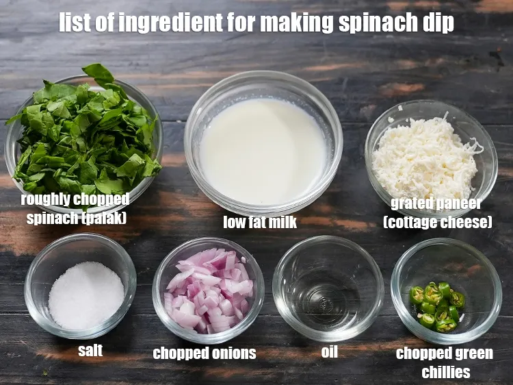 Step 2 – <u><em>See the below image of list of ingredient for making spinach dip.</em></u>