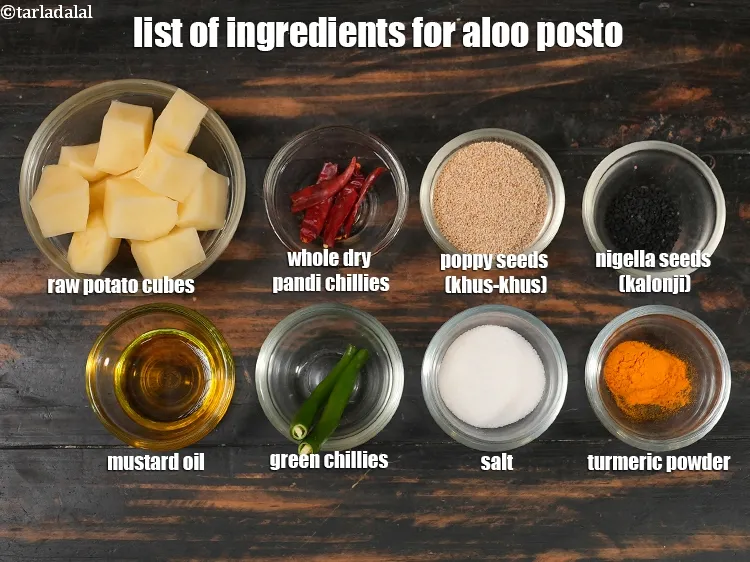 Step 2 – <strong>what is aloo posto recipe made of ?</strong> <u><em>See below image of list of ingredients …