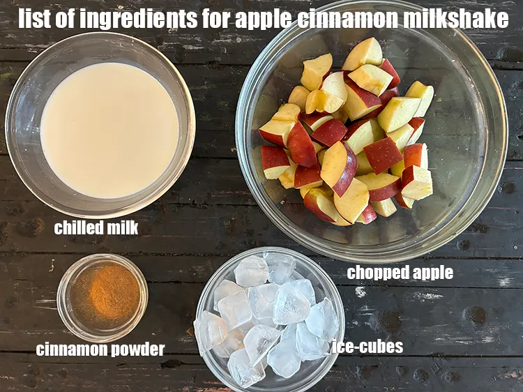 Step 2 – <strong>what is apple cinnamon milkshake made of ?</strong><u><em><strong> </strong>See below image of list of ingredients …
