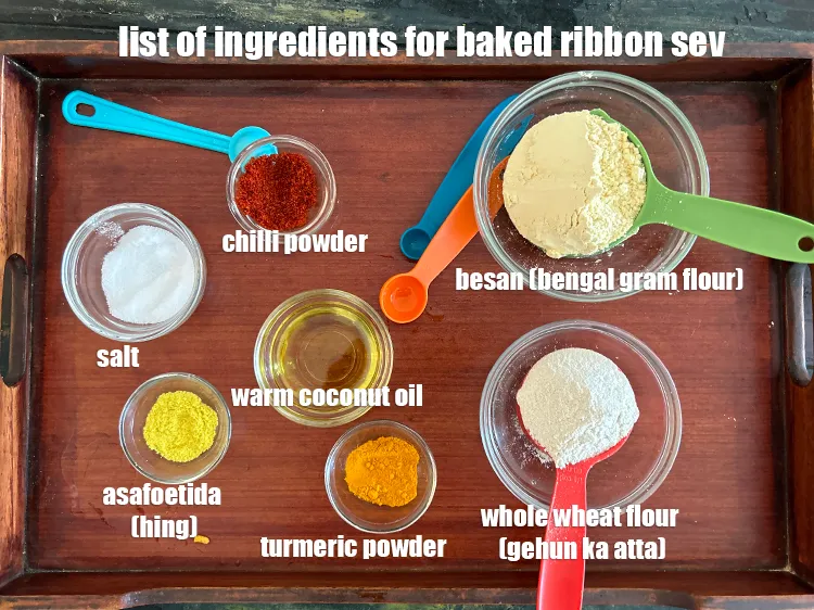 Step 2 – <strong>what is baked ribbon sev made of ?</strong> <u><em><strong>See image of list of ingredients for&nbsp;baked …