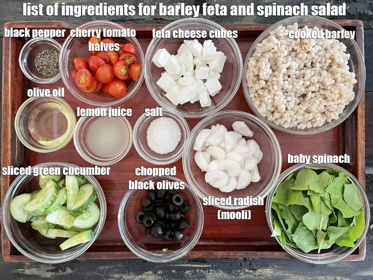 Step 2 – <strong>what is barley feta and spinach salad made of?</strong> <strong>Indian pearl barley with spinach and …