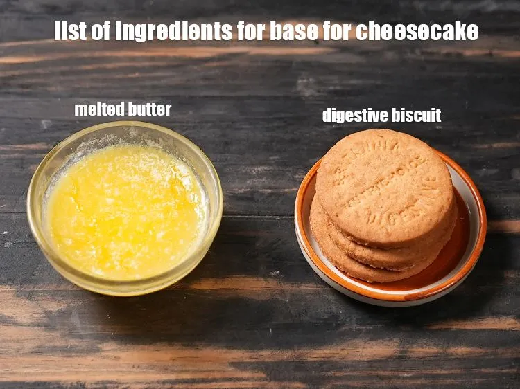 Step 2 – <u><em>See the below image of list of ingredients for <strong>base for cheesecake.</strong></em></u>
