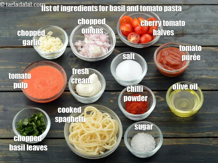Step 2 – <strong>tomato and basil pasta </strong>is made of&nbsp; 2 cups&nbsp;<a href="https://www.tarladalal.com/glossary-cooked-spaghetti-1893i">cooked spaghetti</a>,&nbsp;1/4 cup cherry tomato halves,&nbsp;1 …