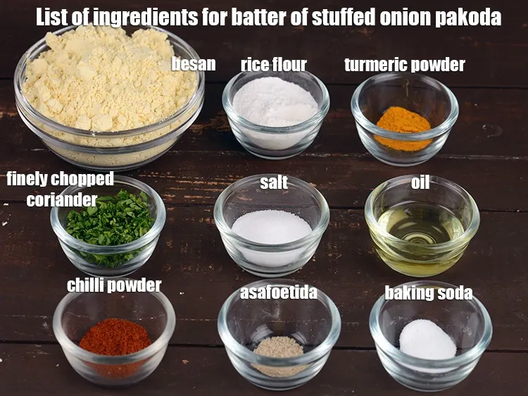 Step 3 – <strong>For besan batter</strong>: 1 cups besan (bengal gram flour), 2 tbsp rice flour (chawal ka …