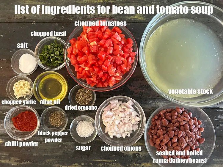 Step 2 – <strong>what is bean and tomato soup made of ? </strong><u><em>See below image of list of …