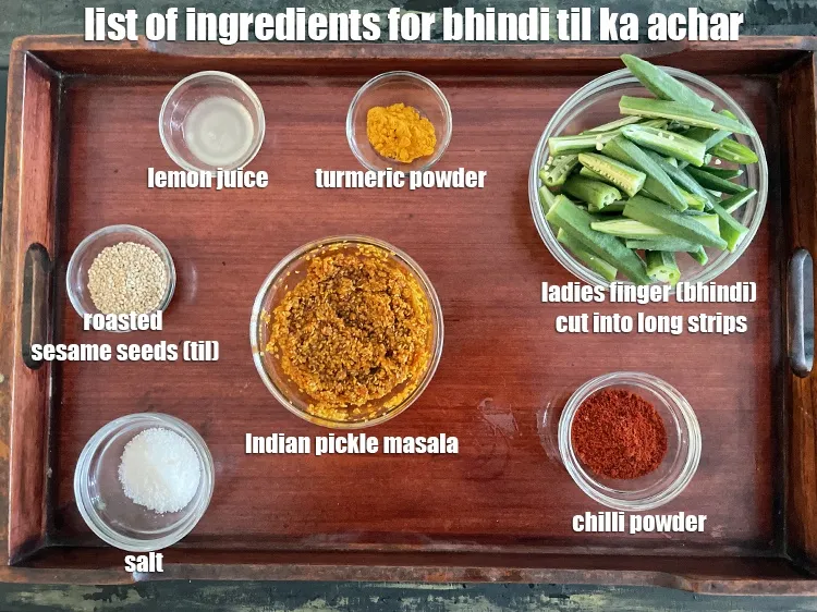 Step 2 – <strong>What is bhindi til ka achar made of?</strong>&nbsp;<meta charset="UTF-8" /><strong>Indian</strong>&nbsp;<strong>bhindi ka achar&nbsp;</strong>is made from simple …