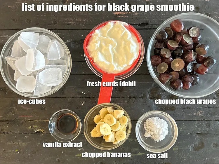 Step 2 – <strong>what is black grape smoothie made of ? </strong><u><em>See below image of list of ingredients …