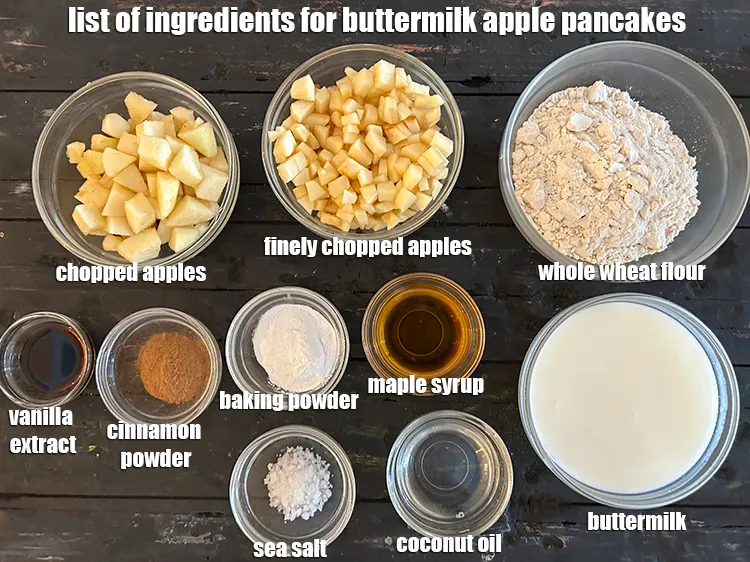 Step 2 – <strong>what is buttermilk apple pancakes made of ? </strong><u><em><strong>See</strong> below image of list of ingredients …