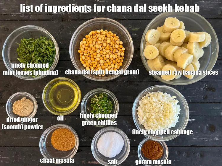 Step 2 – <strong>what is Chana Dal Seekh Kebab made of ? </strong><u><em>See below image of list of …