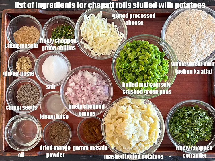 स्टेप 2 – <strong>आलू से भरी चपाती रोल किससे बने होते हैं?</strong>&nbsp;<u><em>आलू से …