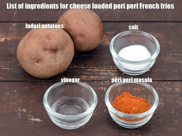Step 2 – <strong>Cheese loaded peri peri French fries</strong> are made of cheap and easily available ingredients in …