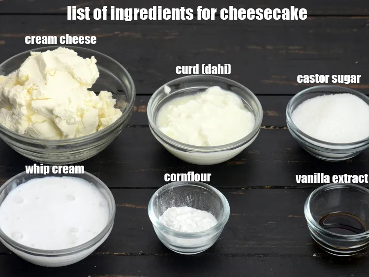 Step 3 – <strong>For cheesecake</strong>: 1 cup cream cheese, &frac14; cup whip cream, &frac14; cup castor sugar, 3 …