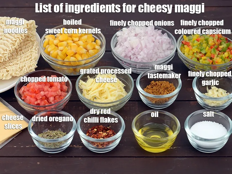 Step 2 – <strong>What is cheesy Maggi made of ? cheesy Maggi</strong> is made from&nbsp;1 packet&nbsp;<a href="https://tarladalal.com/glossary-maggi-noodles-1362i">maggi noodles</a>, …