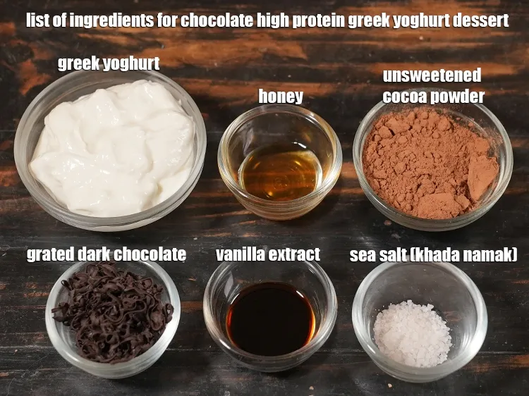 Step 2 – <strong>what is chocolate high protein greek yoghurt dessert &nbsp;made of ? </strong><u><em>See below image of …