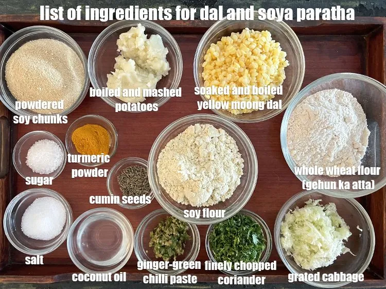 Step 2 – <strong>what is dal and soya paratha made of ? </strong><u><em>See below image of list of …
