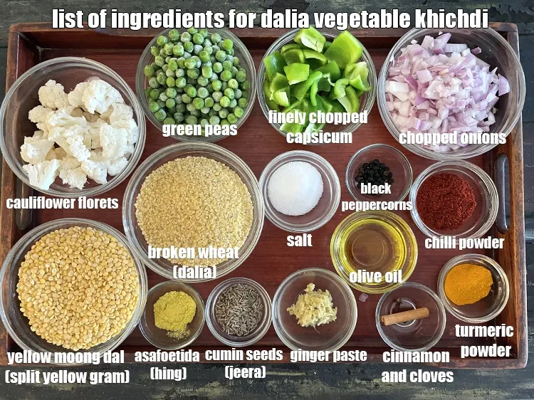 स्टेप 2 – दलिया वेजिटेबल खिचड़ी के लिए सामग्री की सूची नीचे दी …