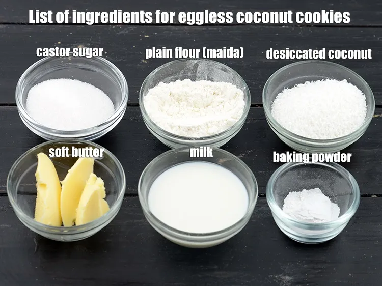 Step 2 – <strong>Eggless coconut cookies recipe</strong> is made of cheap and easily available ingredients in India:&nbsp; &frac12; …