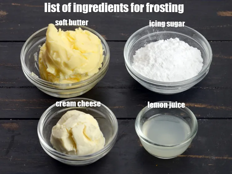 Step 3 – <strong>For the frosting</strong>: &frac12; cup soft butter, &frac14; cup cream cheese, &frac14; cup icing sugar …