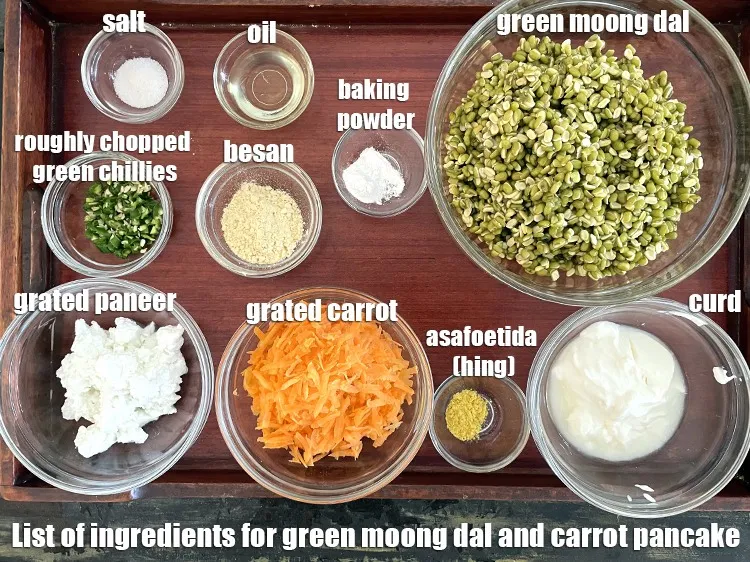 Step 2 – <strong>what is green moong dal and carrot pancake made off? paneer, carrot green moog dal …